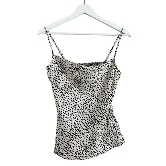 NWT Express Cowl Neck Polka Dot Cami Top Black and White Size XS - Picture 1 of 9